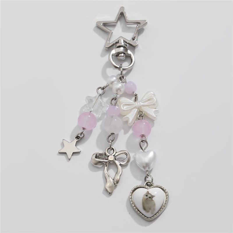Strawberry Bow Flower Star Keychain Pendant