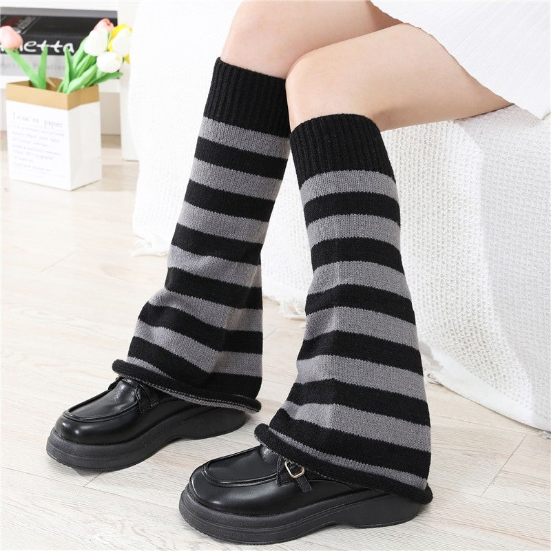 Wide Leg Striped Knit Leg Warmers
