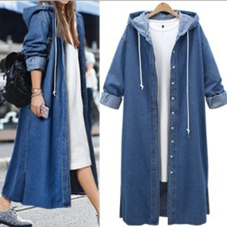 Oversized Hooded Denim Jacket Women’s Coat