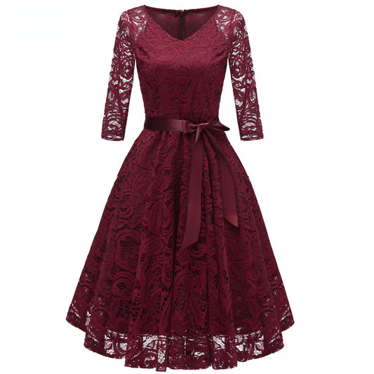 Elegant Long Sleeves Lace Dresses-Dresses-Free Shipping at meselling99