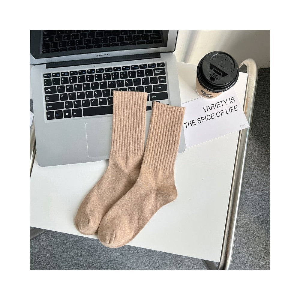 Solid Color Soft Breathable Cotton Socks