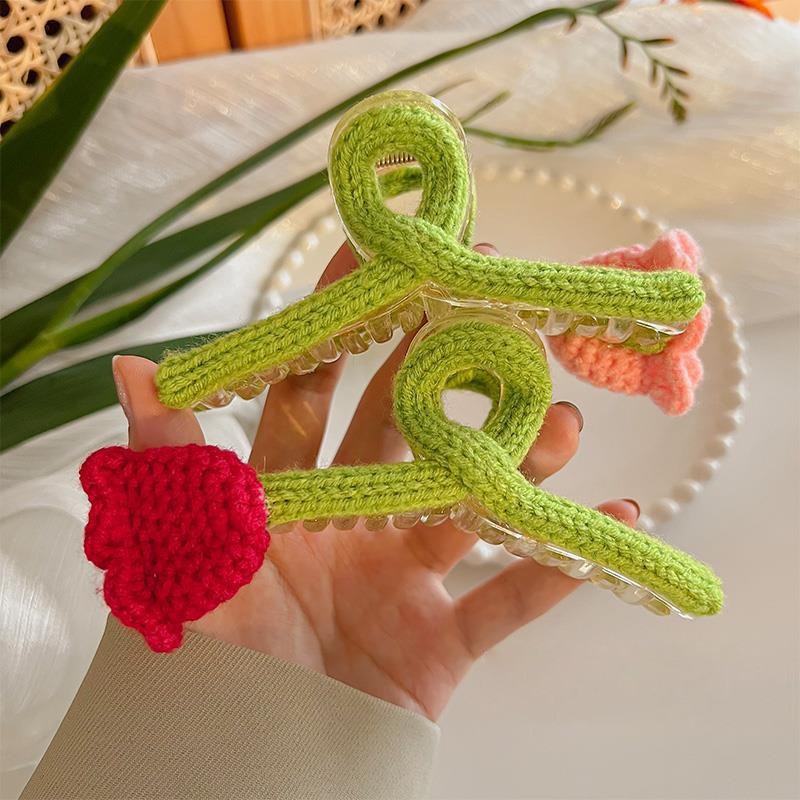 Knitted Tulip Hair Claw Clip