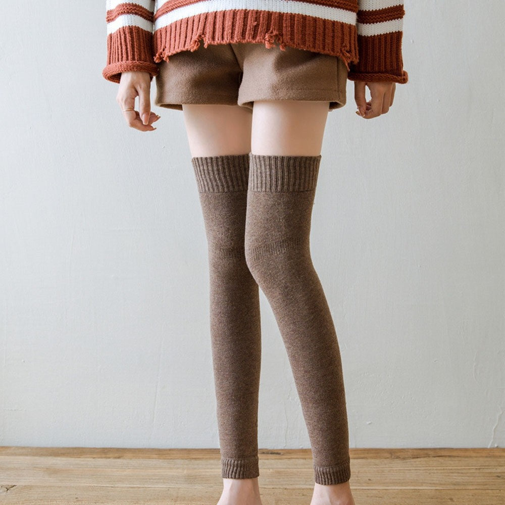 Solid Color Leg Knee Warmers Knitted Socks