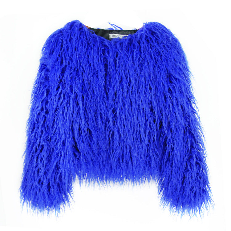Faux Fur Cropped Wool Blend Jacket for Women