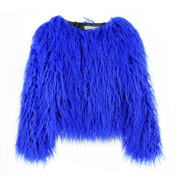 Faux Fur Cropped Wool Blend Jacket for Women