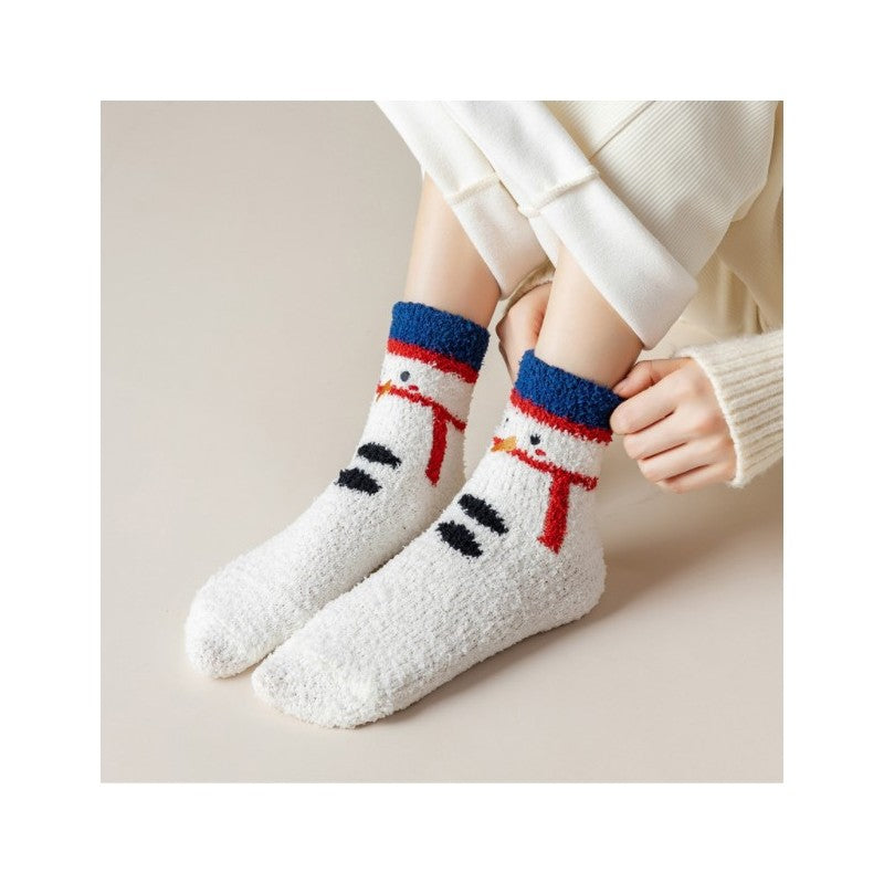 Christmas Cartoon Coral Fleece Terry Socks