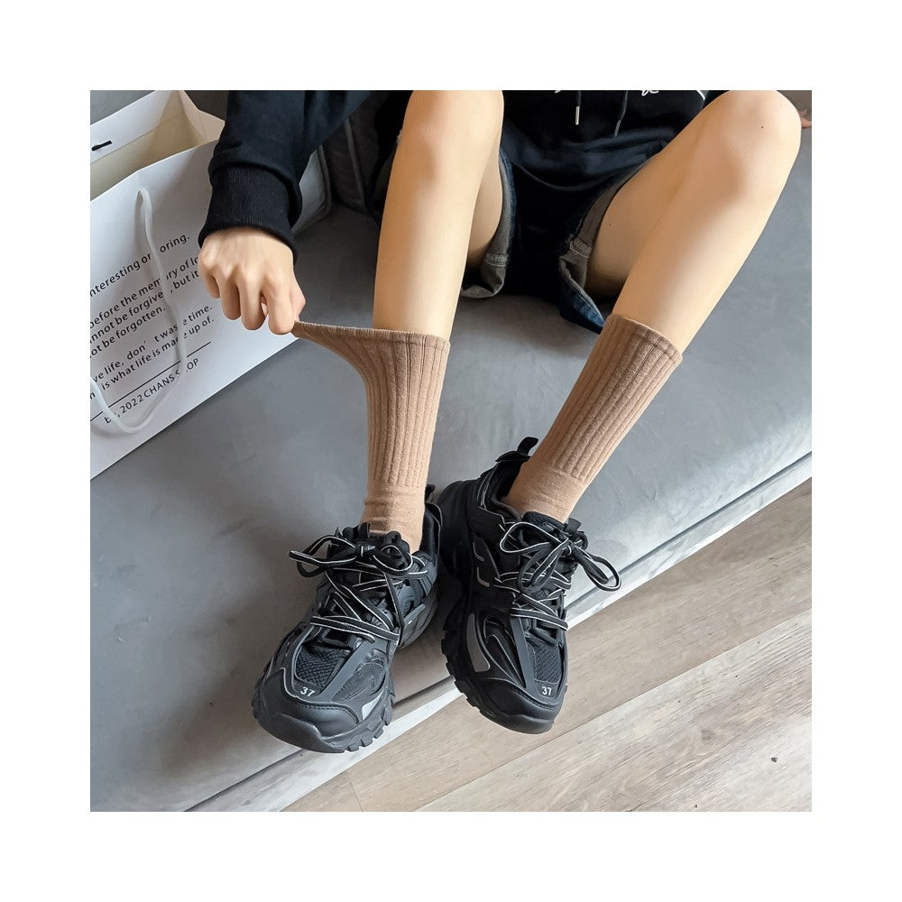 Solid Color Soft Breathable Cotton Socks