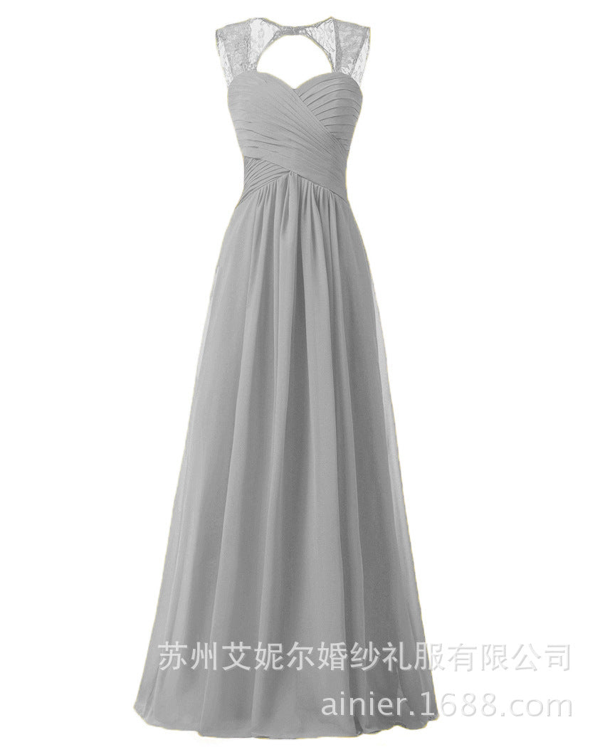 Women Elegant Sleeveless Lace Long Evening Dresses-Dresses-Gray-US2-Free Shipping at meselling99