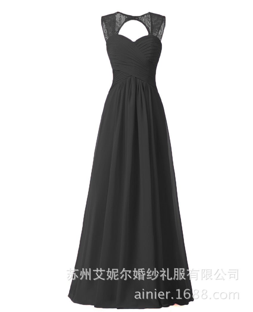 Women Elegant Sleeveless Lace Long Evening Dresses-Dresses-Black-US2-Free Shipping at meselling99