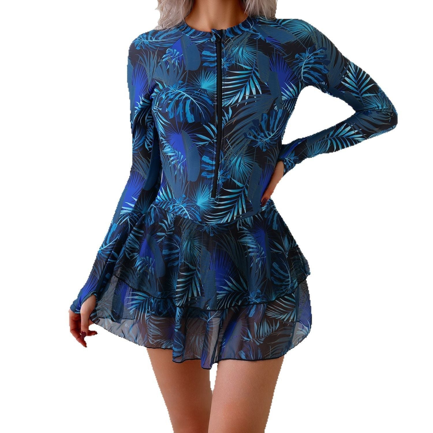 Women's Long Sleeve Zip Up Swimsuit Surf Rash Guard Wholesale