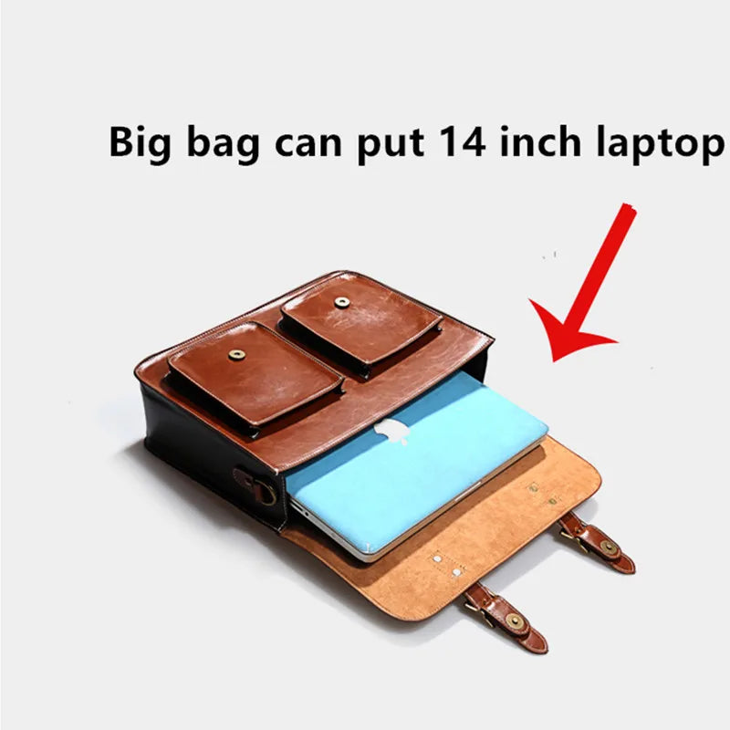Retro Leather Women backpacks Shoulder Bag - Laptop Business Handbags