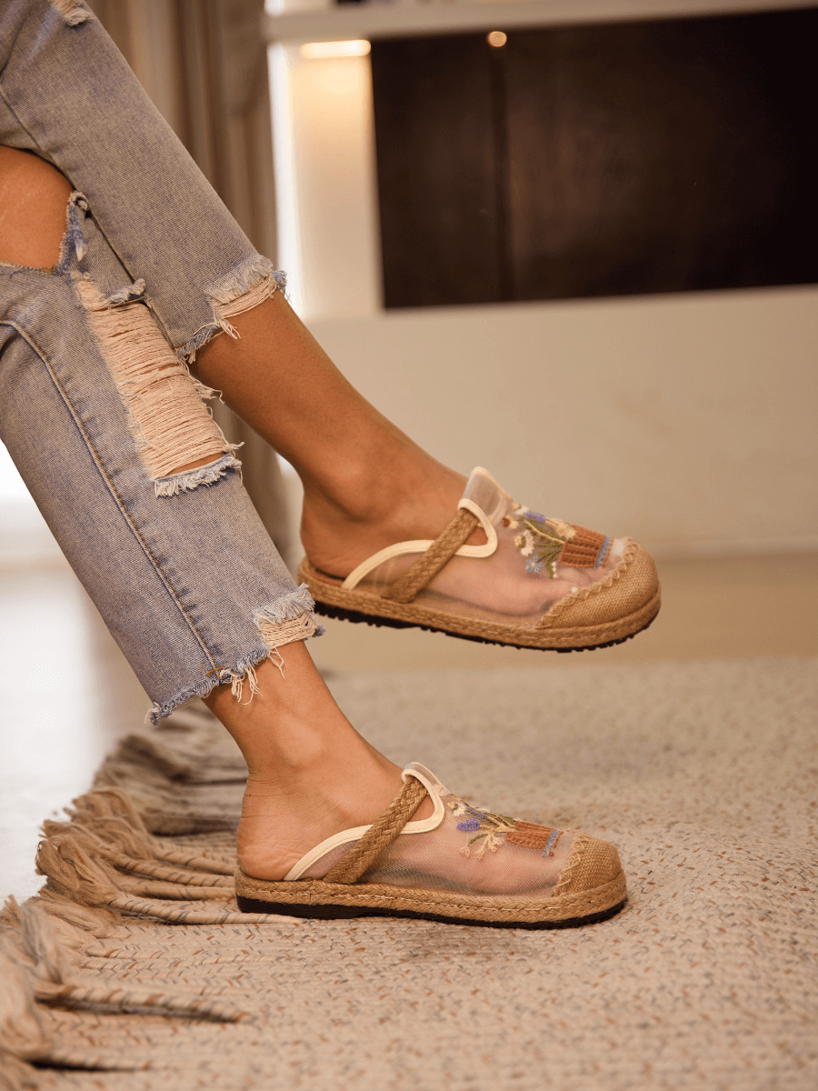 Garden Gala Embroidered Mesh Mules