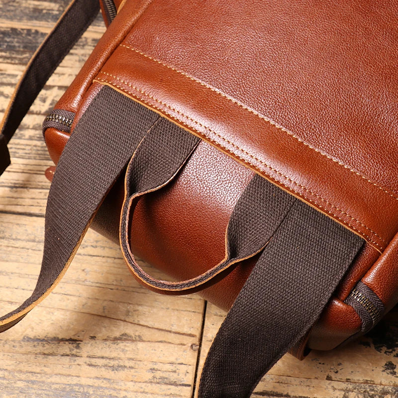 Cowhide Leather Backpack – High-Capacity Men’s Travel, Hiking & Laptop Satchel Bag
