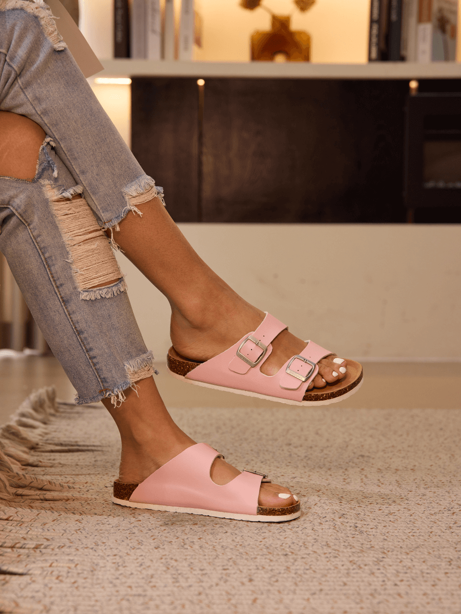 Signature Double Strap Footbed Sandal - Pink