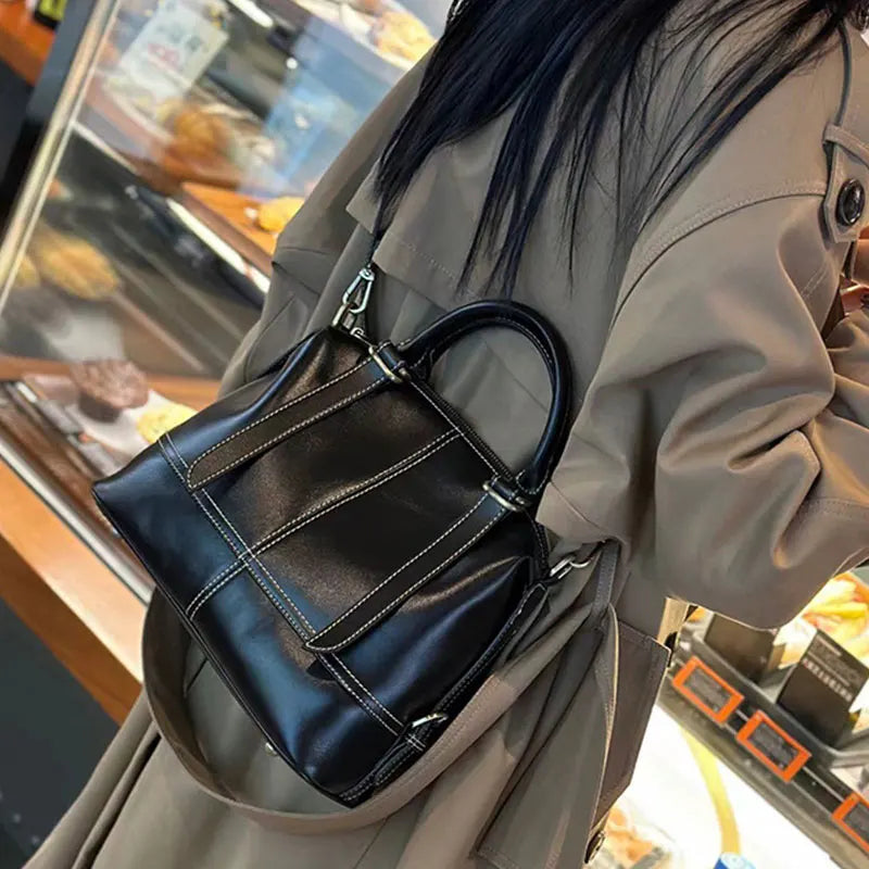Vintage Genuine Cow Leather Women's Bag - Luxury Design Woman Handbag