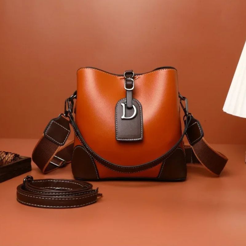 Women's Luxury Travel Bag– Retro Textured Bucket Shoulder & Crossbody Bag
