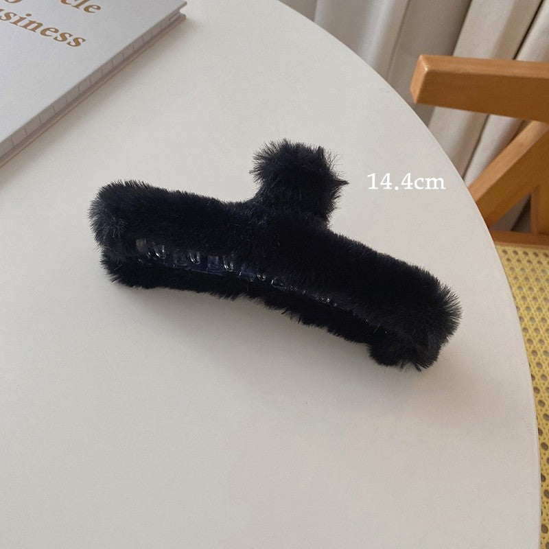 Large Solid Furry Hair Claw Clip