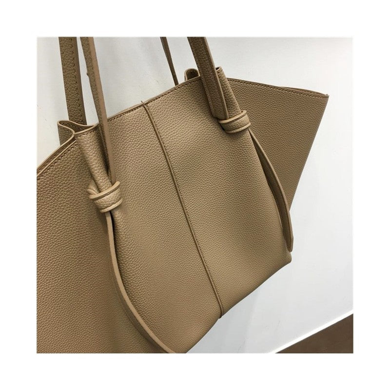 Vintage Litchi Grain Large Capacity Winged Bag