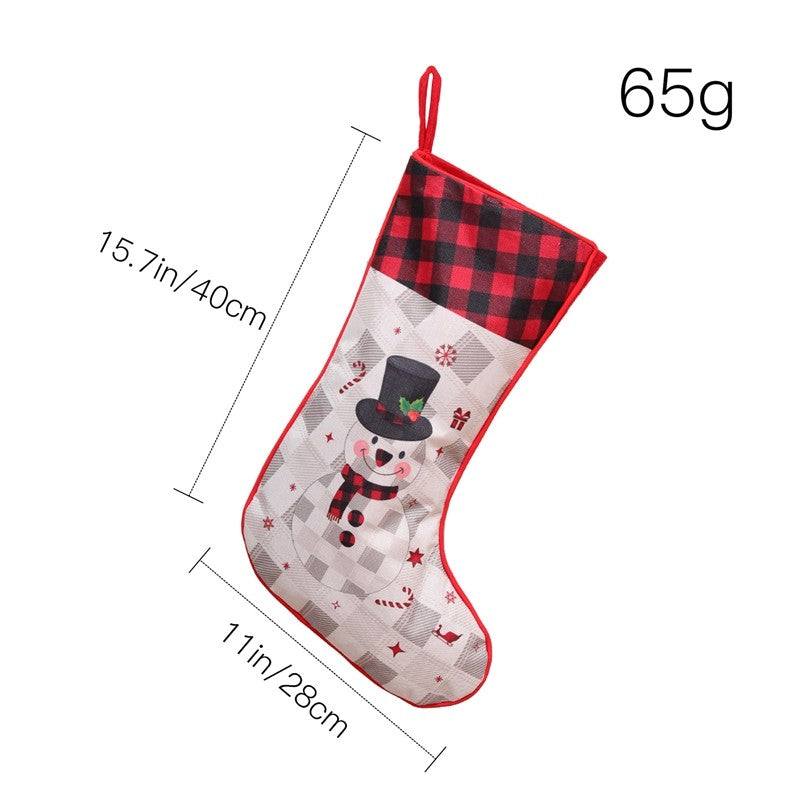 Large Plaid Sock Gift Bag Christmas Decoration