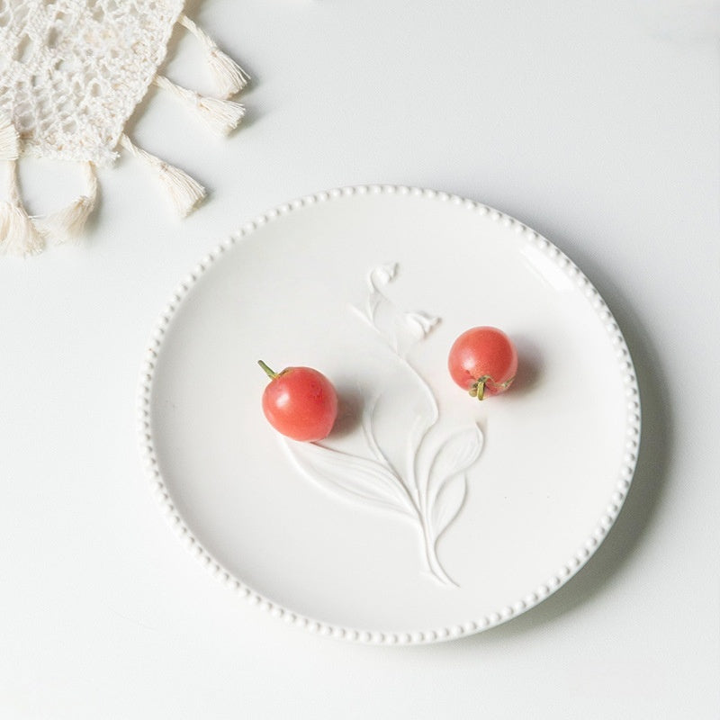 Floating Lily of the Valley Collection ¨C Scalloped Ceramic Pasta Plate