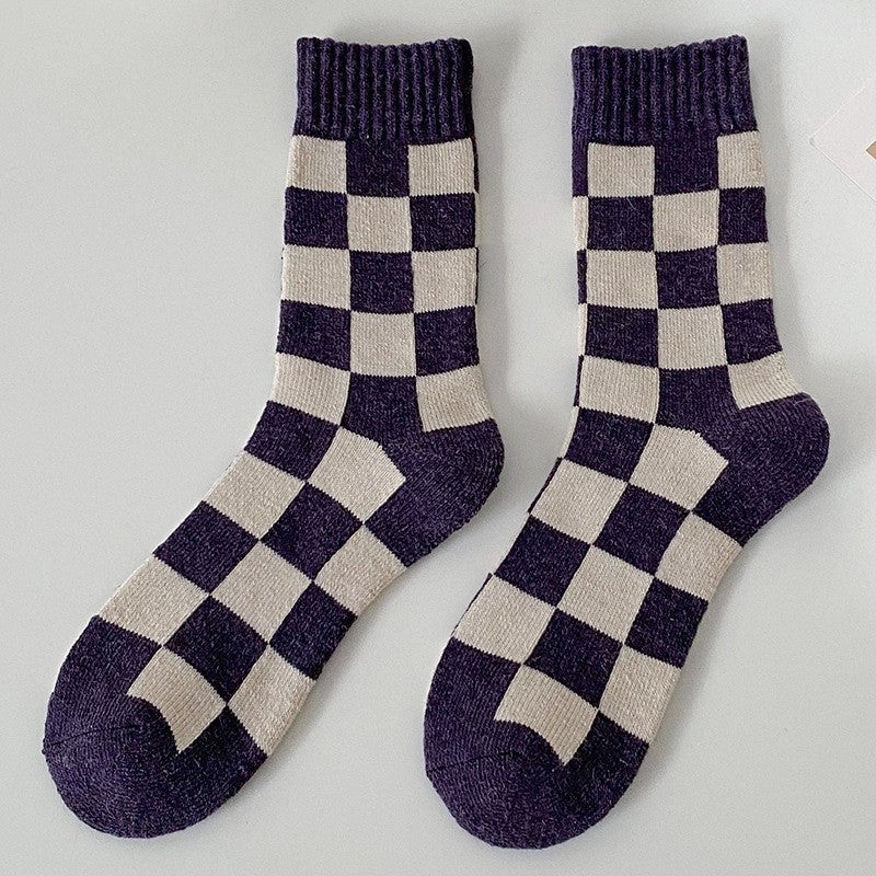 Women's Checkerboard Mid Calf Socks