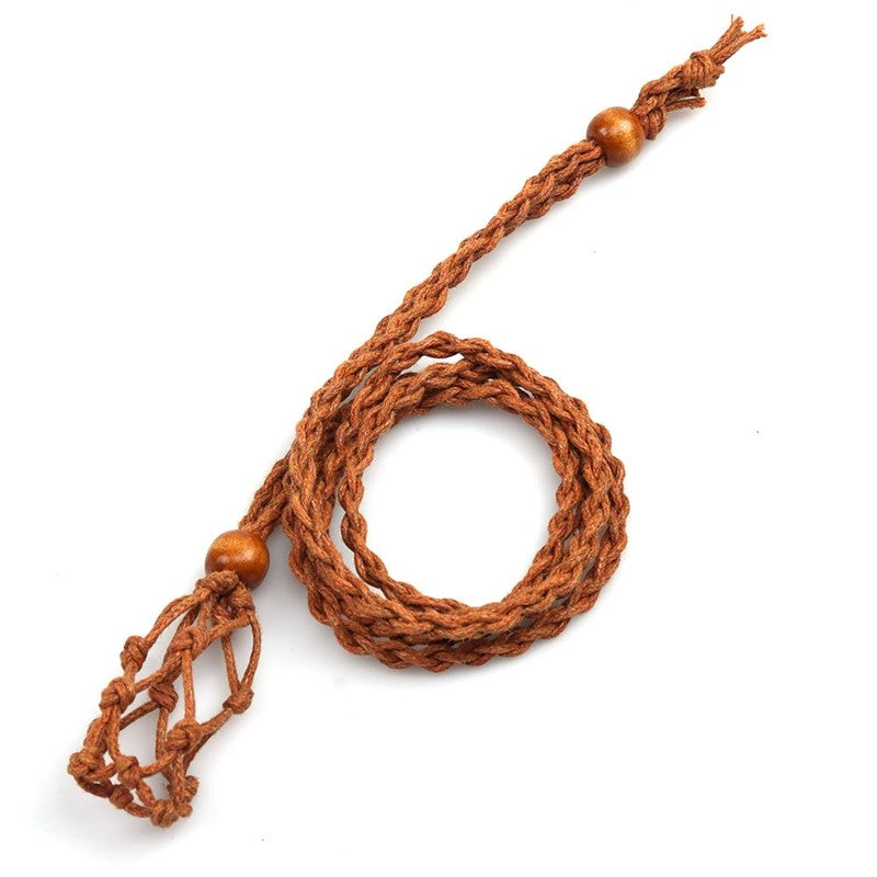 Adjustable Braided Wax Cord Pendant Necklace