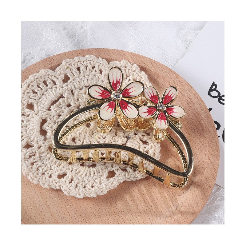 Vintage Semicircle Flower Hair Claw Clip