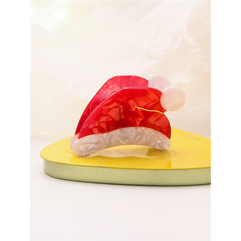 Christmas Hat Acetate Hair Claw Clip