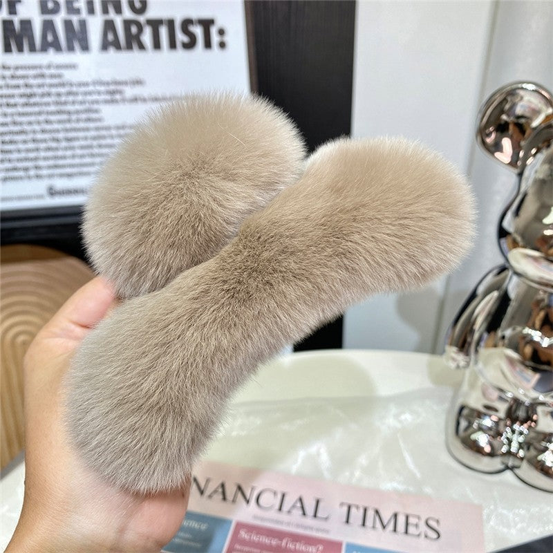 Cute Otter Rabbit Fur Large Claw Clip