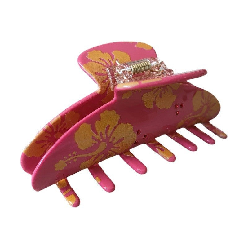 Floral Print Large Hair Claw Clip