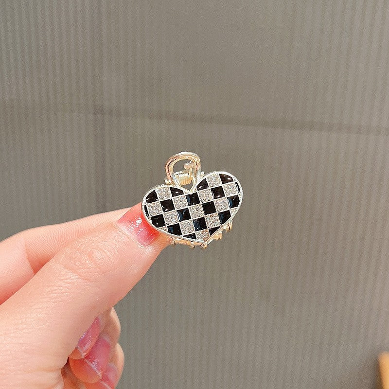 Mini Checkerboard Rhinestone Hair Claw Clip