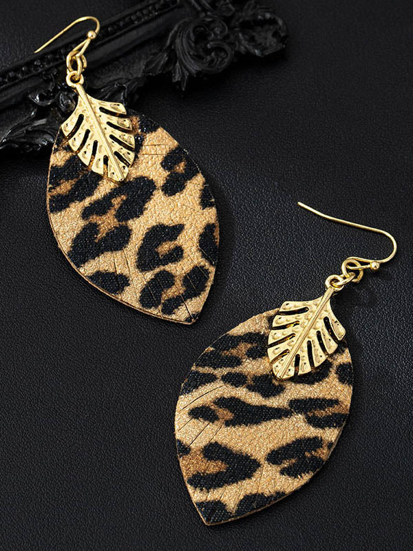 Normcore Geometric Leopard Drop Earrings