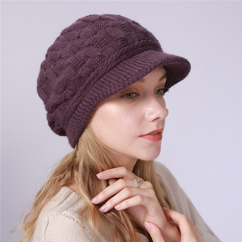 Solid Color Cable Knitted Cap