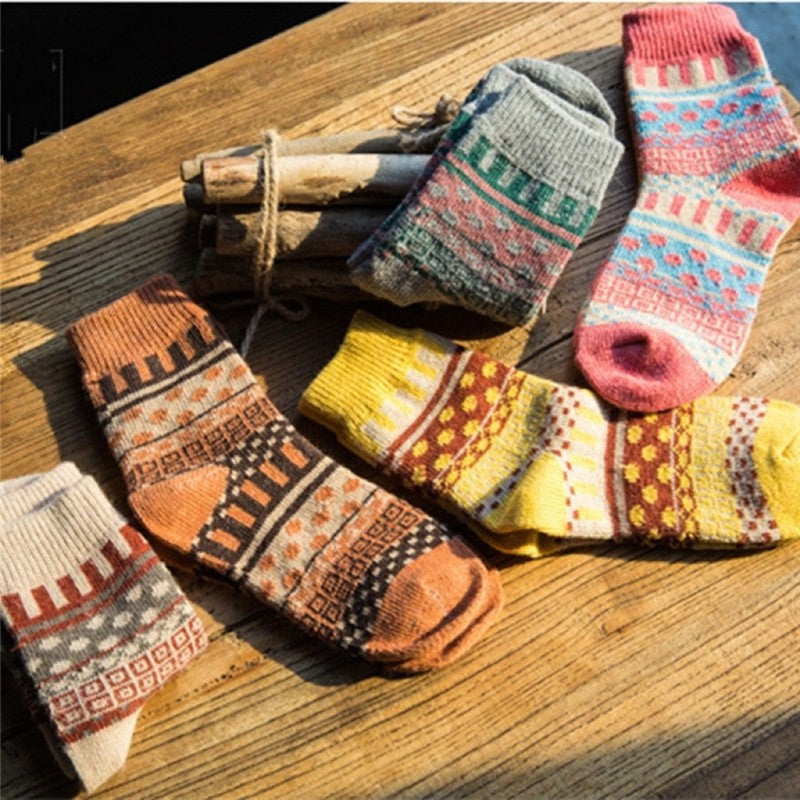 Thick Print Breathable Comfy Casual Sock(A Set Of Five Pairs)