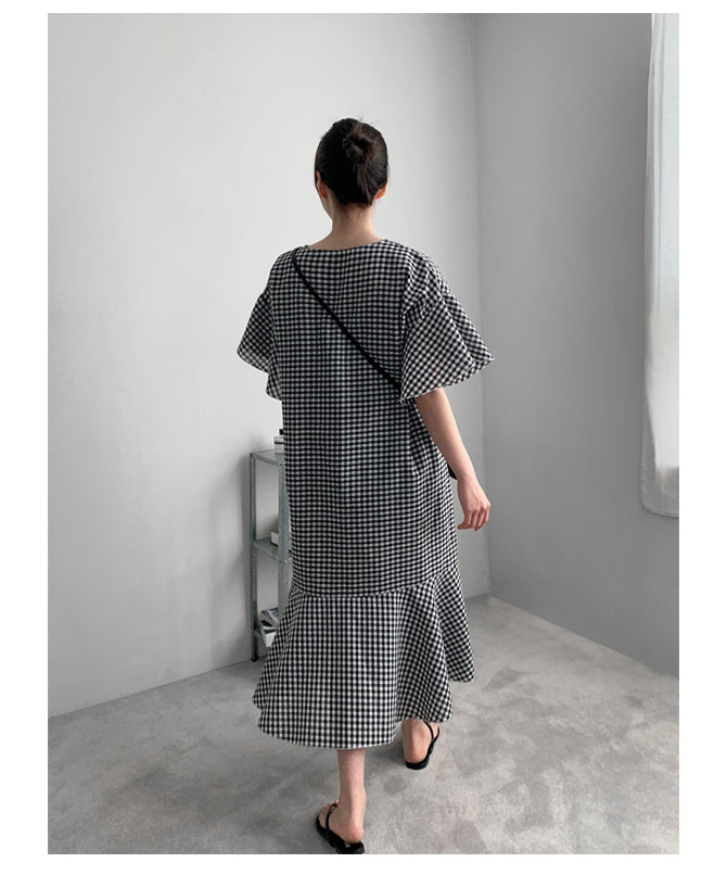 Vintage Summer Plaid Women Long Dresses-Dresses-Free Shipping at meselling99