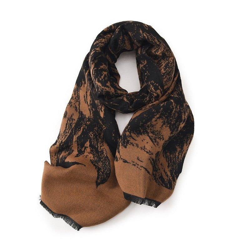 Contrast Color Winter Warm Imitation Cashmere Scarf