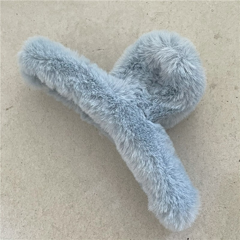 Solid Color Furry Hair Claw Clip