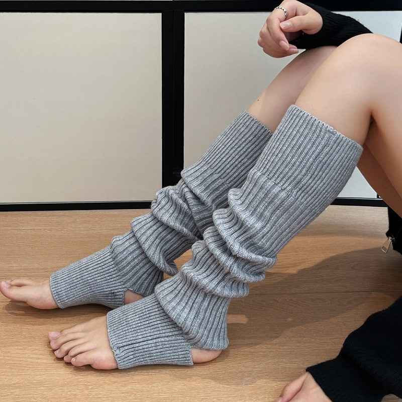 Solid Color Thickened Footed Leg Warmers