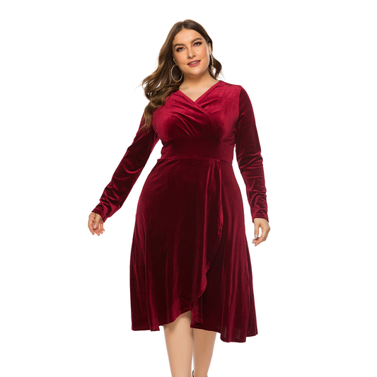 Long Sleeves Women Plus Sizes Fall Dresses-Dresses-Free Shipping at meselling99