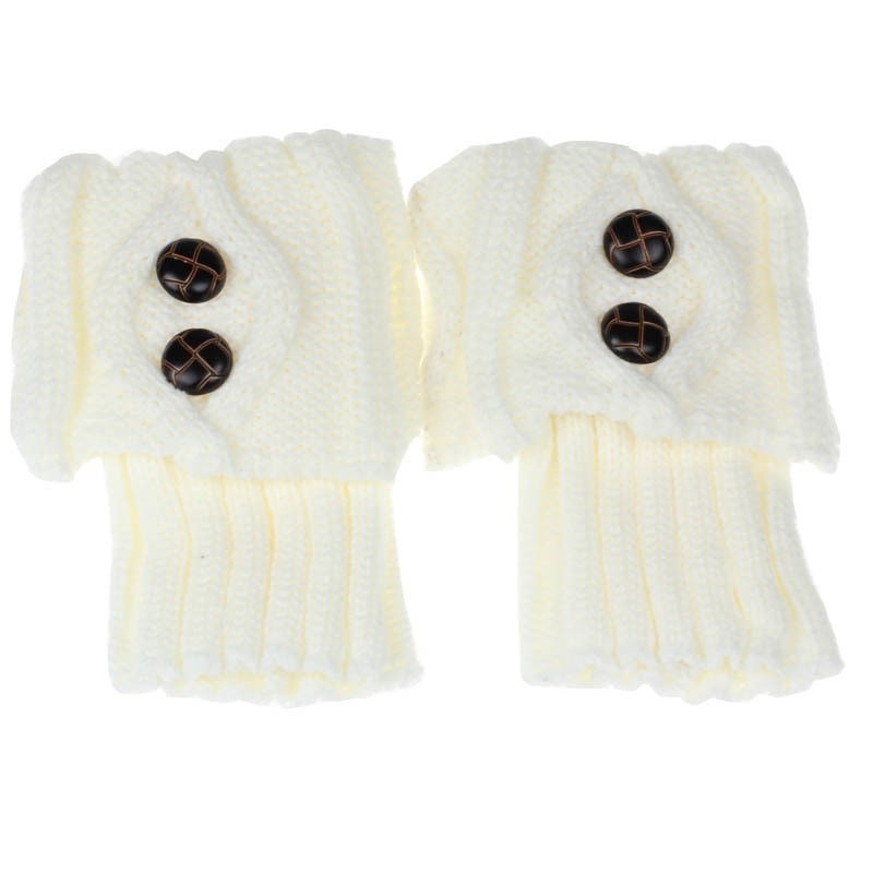 Knitted Short Diamond Flap Buttoned Sock Covers