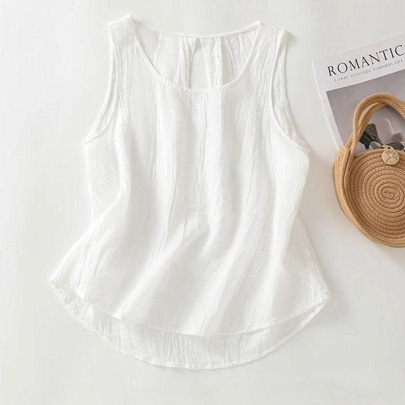 Solid Color Loose Backless Sleeveless Top