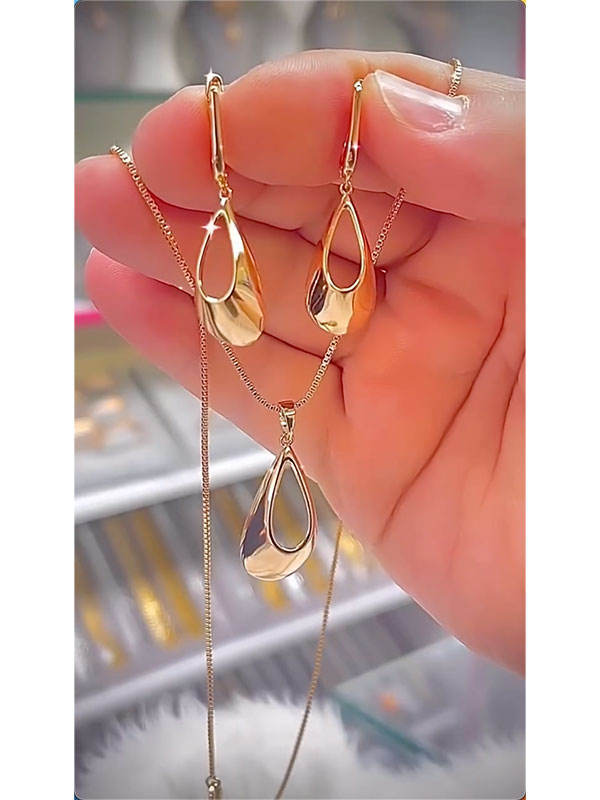 Heart Shape Drop Earrings + Necklaces Accessories