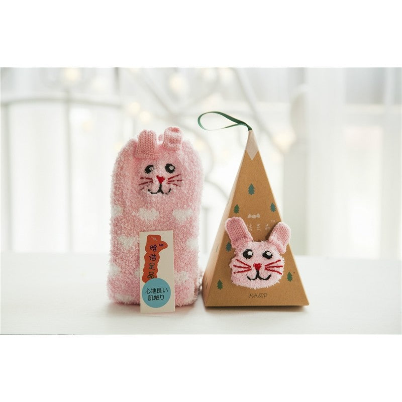 Deer Doll Elderly Bow-Tie Monkey Striped Dog Mid-Calf Socks