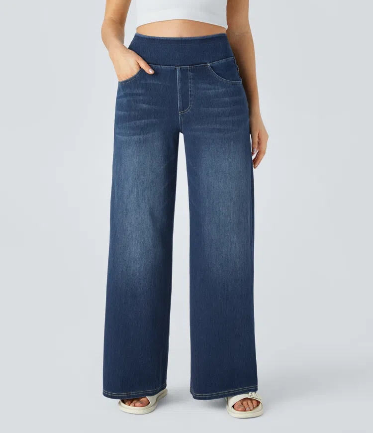 FlexiChic - Super Stretch High-Waisted Wide Leg Jeans + 50% OFF
