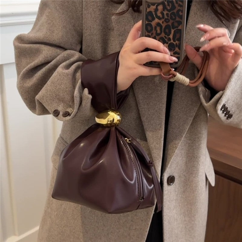 Vintage Folded Bucket Bag Large Capacity
