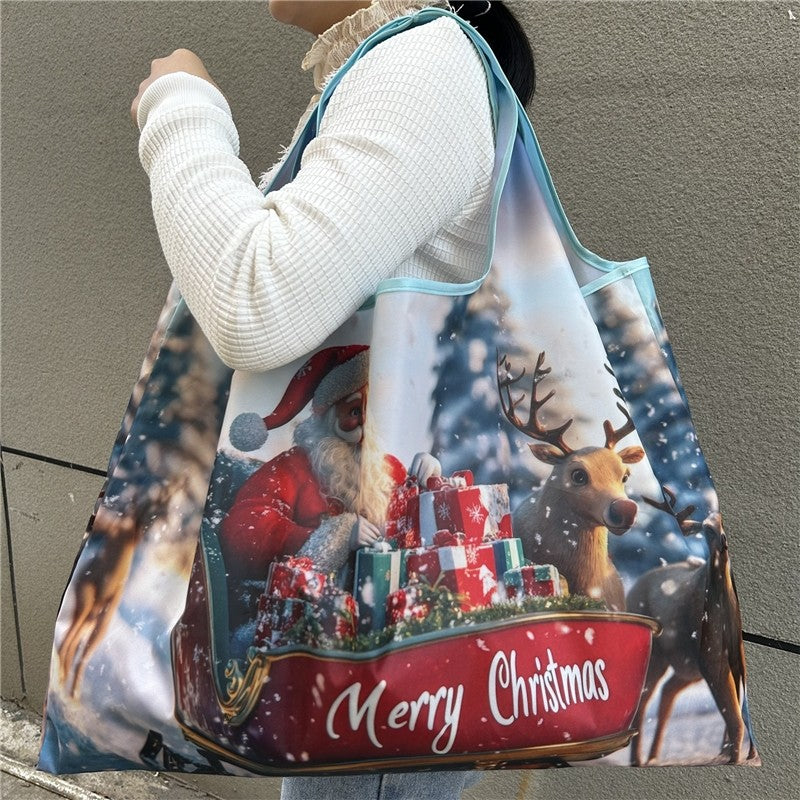 Christmas Print Single Shoulder Tote Bag