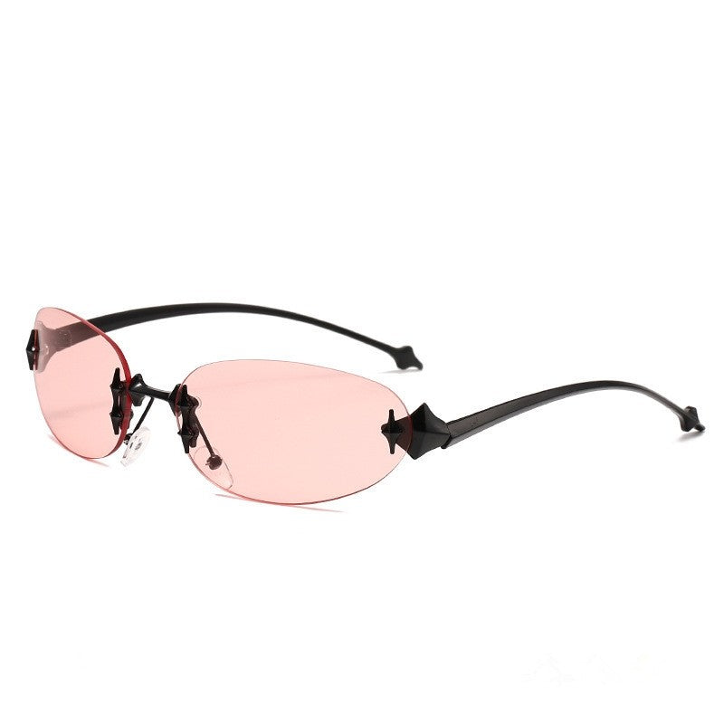 Star Ellipse Cat Eye Frameless Sunglasses