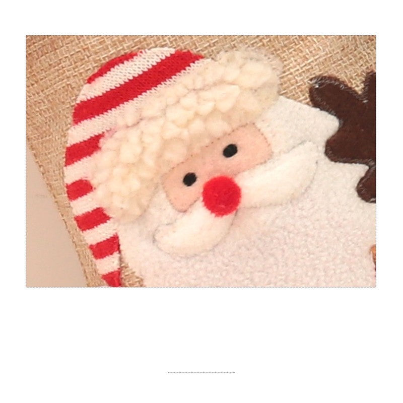 Linen Plush Snowman Santa Sock Gift Bag Christmas Decoration