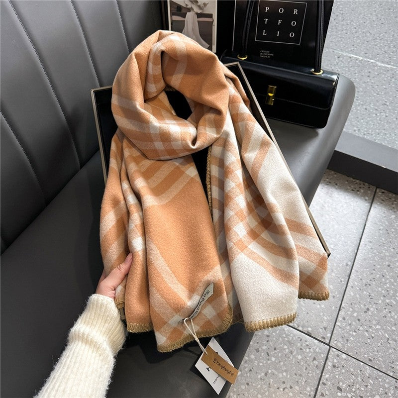 Versatile Warm Thick Plaid Scarf