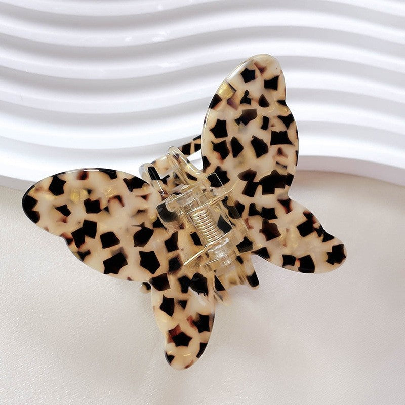 Marble Leopard Butterfly Hair Claw Clip